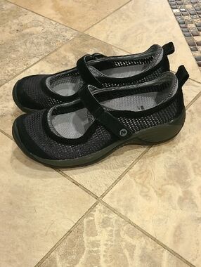 Merrell Women's Black Mary Jane Sneakers with Hook-and-Loop Strap